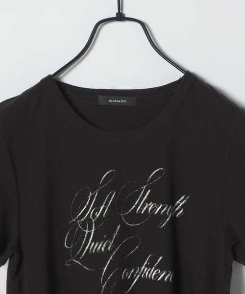 JEANASIS（ジーナシス）の「FluidロゴフライスチビTEE/672122（Tシャツ/カットソー・レディース・ホワイト/ブラック/チャコールグレー・FREE）」の5枚目の写真