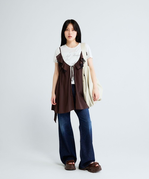 JEANASIS（ジーナシス）の「FluidロゴフライスチビTEE/672122（Tシャツ/カットソー・レディース・ホワイト/ブラック/チャコールグレー・FREE）」の20枚目の写真