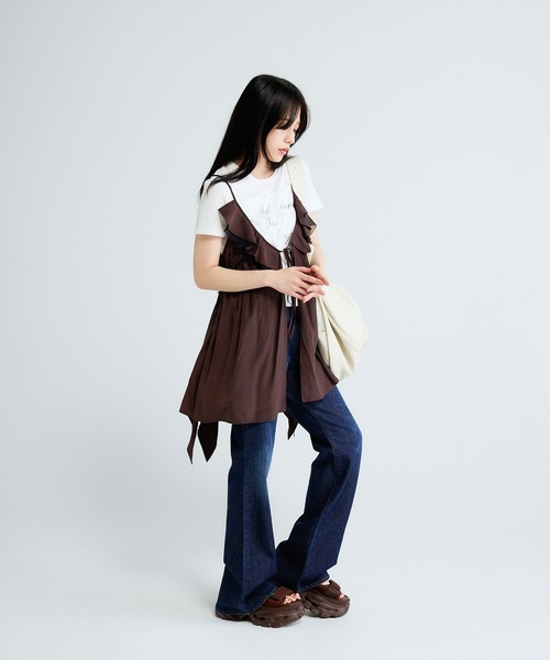 JEANASIS（ジーナシス）の「FluidロゴフライスチビTEE/672122（Tシャツ/カットソー・レディース・ホワイト/ブラック/チャコールグレー・FREE）」の19枚目の写真