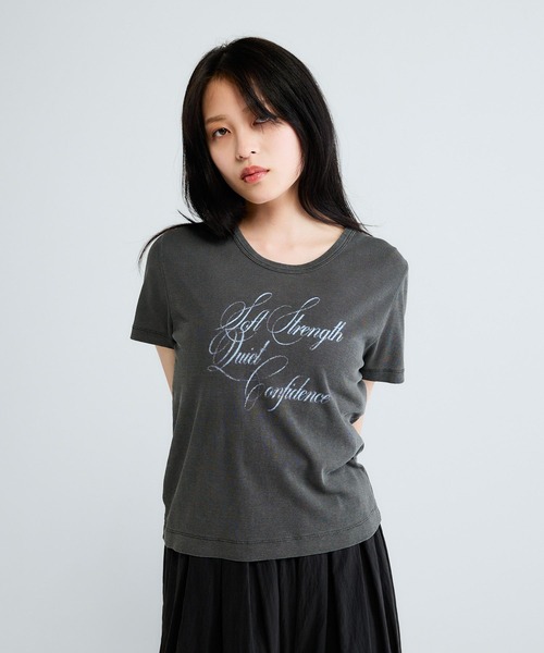 JEANASIS（ジーナシス）の「FluidロゴフライスチビTEE/672122（Tシャツ/カットソー・レディース・ホワイト/ブラック/チャコールグレー・FREE）」の16枚目の写真
