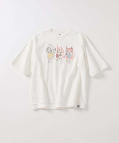 B.C STOCK(ベーセーストック)の「DOG&CAT アソート ハーフスリーブ Tシャツ(Tシャツ/カットソー・メンズ・ホワイト/ネイビー/レッド/イエロー/アイボリー・FREE)」の2枚目の写真