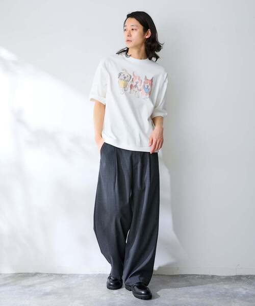 B.C STOCK(ベーセーストック)の「DOG&CAT アソート ハーフスリーブ Tシャツ(Tシャツ/カットソー・メンズ・ホワイト/ネイビー/レッド/イエロー/アイボリー・FREE)」の12枚目の写真