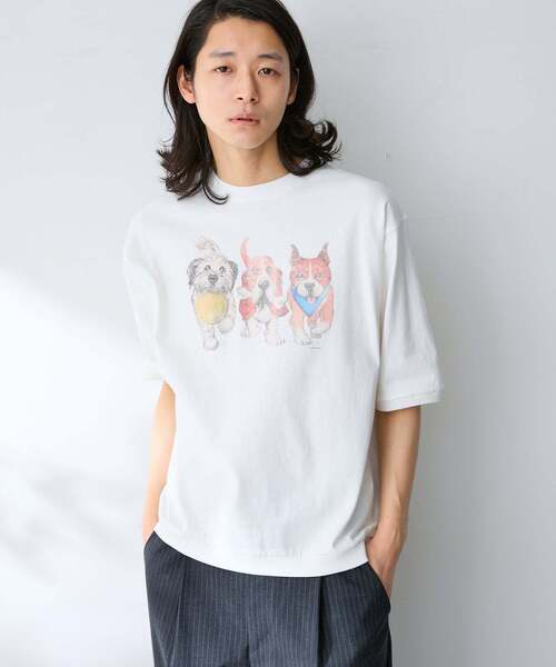 B.C STOCK(ベーセーストック)の「DOG&CAT アソート ハーフスリーブ Tシャツ(Tシャツ/カットソー・メンズ・ホワイト/ネイビー/レッド/イエロー/アイボリー・FREE)」の13枚目の写真
