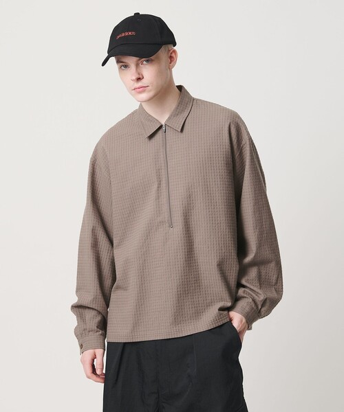 UNITED ARROWS & SONS(ユナイテッドアローズアンドサンズ)の「<UNITED ARROWS & SONS> RIP H/ZIP SHIRT/シャツ(シャツ/ブラウス・メンズ・グレー系/ホワイト・XL/L/S/M)」の1枚目の写真