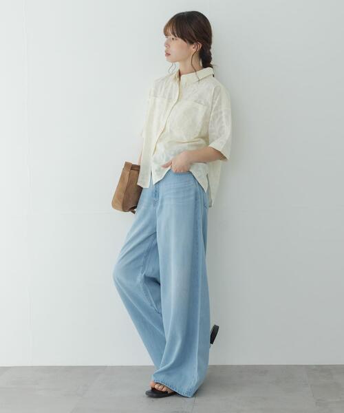 URBAN RESEARCH Sonny Label(アーバンリサーチサニーレーベル)の「ボタニカル柄コットンジャガードシャツ(シャツ/ブラウス・レディース・ブラウン/アイボリー/ブラック・FREE)」の9枚目の写真