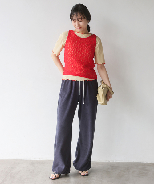 SLOBE IENA(スローブイエナ)の「《シリーズあり》カットレースタンク(Tシャツ/カットソー・レディース・レッド/ホワイト・FREE)」の7枚目の写真