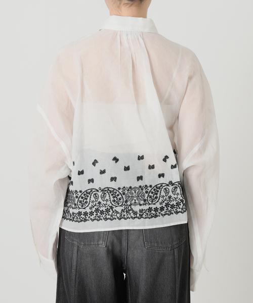 IENA LA BOUCLE エンブロイダリーコットンオーガンジーシャツ（シャツ