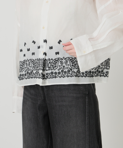 IENA LA BOUCLE エンブロイダリーコットンオーガンジーシャツ(シャツ IENA LA BOUCLE エンブロイダリーコットンオーガンジーシャツ(シャツ
