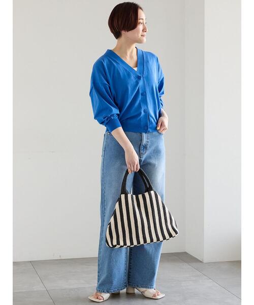 Te chichi(テチチ)の「【接触冷感/UVカット/抗菌防臭】14G綿ポリVネックカーディガン(カーディガン/ボレロ・レディース・ネイビー/ブルー/チャコールグレー/オフホワイト・F)」の10枚目の写真