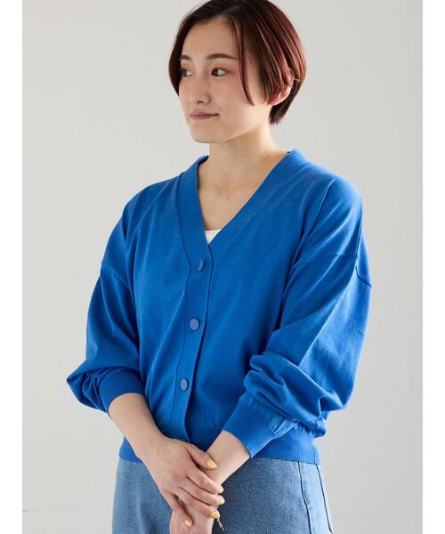 Te chichi(テチチ)の「【接触冷感/UVカット/抗菌防臭】14G綿ポリVネックカーディガン(カーディガン/ボレロ・レディース・ネイビー/ブルー/チャコールグレー/オフホワイト・F)」の11枚目の写真