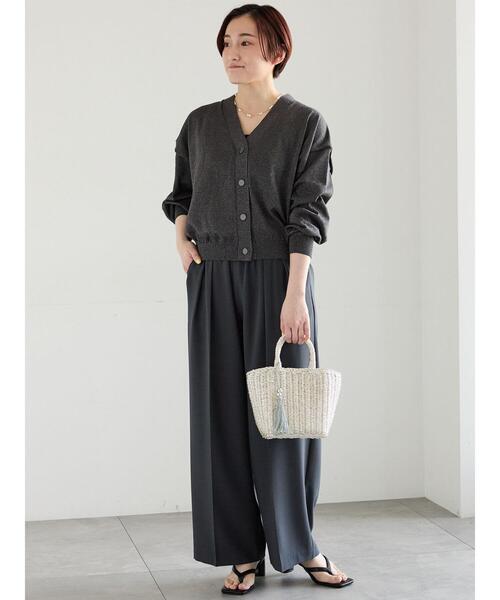Te chichi(テチチ)の「【接触冷感/UVカット/抗菌防臭】14G綿ポリVネックカーディガン(カーディガン/ボレロ・レディース・ネイビー/ブルー/チャコールグレー/オフホワイト・F)」の12枚目の写真