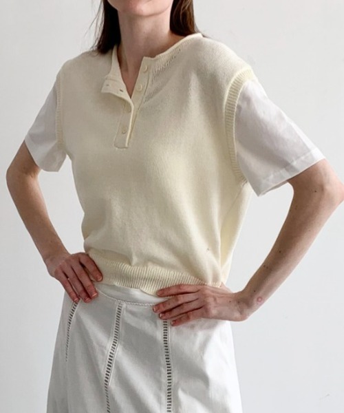 DECADE CLASSIC（ディケイド クラシック）の「DECADE CLASSIC ヘンリーネックプルオーバ（Tシャツ/カットソー・レディース・ライトベージュ/ネイビー・FREE）」の18枚目の写真