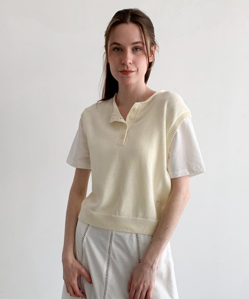 DECADE CLASSIC（ディケイド クラシック）の「DECADE CLASSIC ヘンリーネックプルオーバ（Tシャツ/カットソー・レディース・ライトベージュ/ネイビー・FREE）」の21枚目の写真