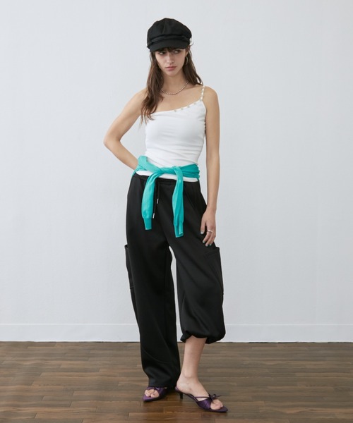 Rohwel（ローウェル）の「Curve Wide Sweat Pants / カーブワイドスウェットパンツ（スウェットパンツ・レディース・パープル/ブラック/グレー・FREE）」の8枚目の写真