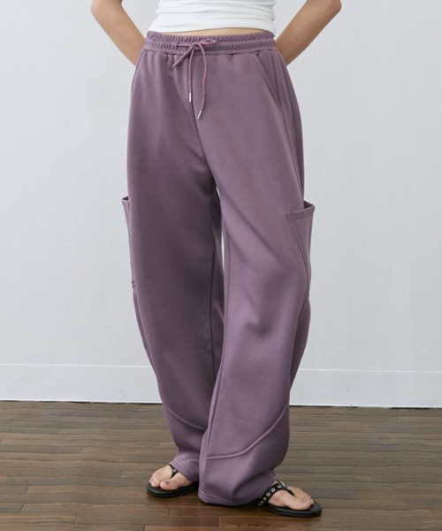 Rohwel（ローウェル）の「Curve Wide Sweat Pants / カーブワイドスウェットパンツ（スウェットパンツ・レディース・パープル/ブラック/グレー・FREE）」の22枚目の写真
