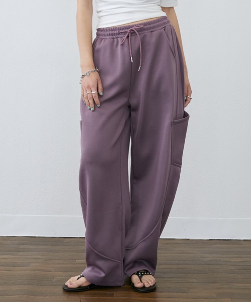 Rohwel（ローウェル）の「Curve Wide Sweat Pants / カーブワイドスウェットパンツ（スウェットパンツ・レディース・パープル/ブラック/グレー・FREE）」の21枚目の写真