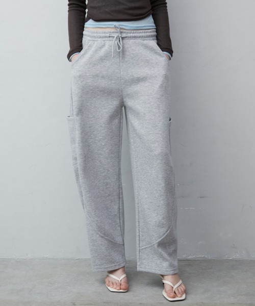 Rohwel（ローウェル）の「Curve Wide Sweat Pants / カーブワイドスウェットパンツ（スウェットパンツ・レディース・パープル/ブラック/グレー・FREE）」の12枚目の写真
