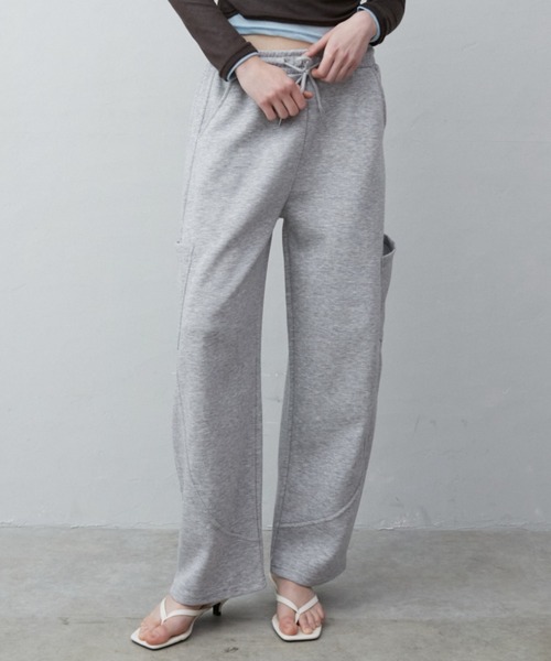 Rohwel（ローウェル）の「Curve Wide Sweat Pants / カーブワイドスウェットパンツ（スウェットパンツ・レディース・パープル/ブラック/グレー・FREE）」の13枚目の写真