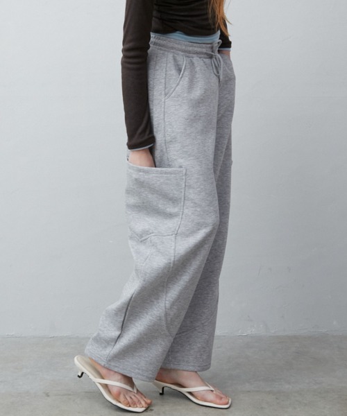 Rohwel（ローウェル）の「Curve Wide Sweat Pants / カーブワイドスウェットパンツ（スウェットパンツ・レディース・パープル/ブラック/グレー・FREE）」の15枚目の写真
