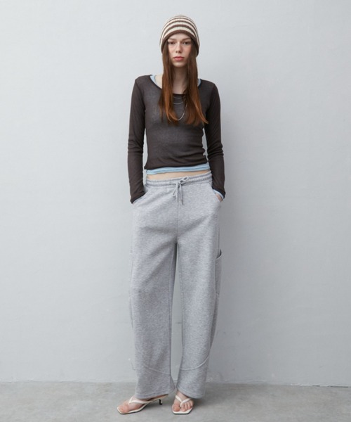 Rohwel（ローウェル）の「Curve Wide Sweat Pants / カーブワイドスウェットパンツ（スウェットパンツ・レディース・パープル/ブラック/グレー・FREE）」の18枚目の写真