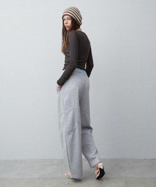 Rohwel（ローウェル）の「Curve Wide Sweat Pants / カーブワイドスウェットパンツ（スウェットパンツ・レディース・パープル/ブラック/グレー・FREE）」の20枚目の写真