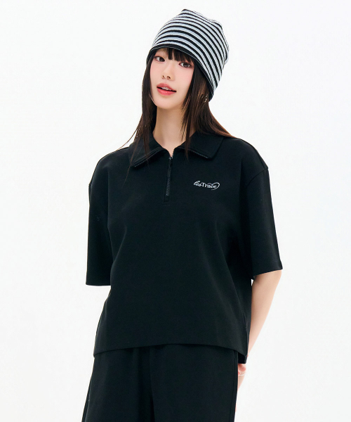 CHASECULT（チェイスカルト）の「女性 半ジップ 5部 Tシャツ-FBRG5862D03（Tシャツ/カットソー・レディース・ブラック・85/90）」の2枚目の写真
