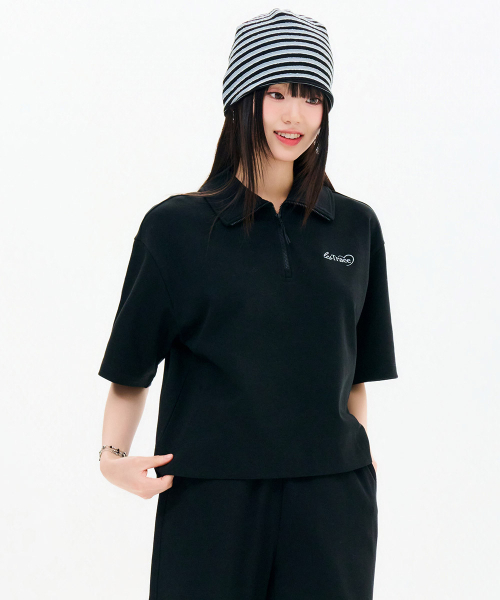 CHASECULT（チェイスカルト）の「女性 半ジップ 5部 Tシャツ-FBRG5862D03（Tシャツ/カットソー・レディース・ブラック・85/90）」の3枚目の写真