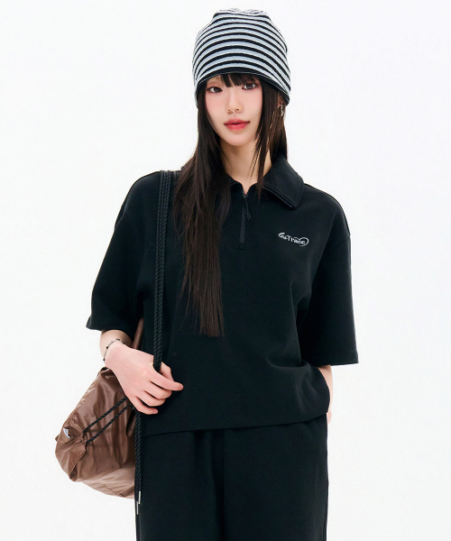 CHASECULT（チェイスカルト）の「女性 半ジップ 5部 Tシャツ-FBRG5862D03（Tシャツ/カットソー・レディース・ブラック・85/90）」の4枚目の写真