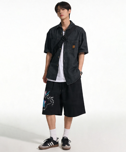 ARTISTWEAR（アーティストウェア）の「[ATW] フェザークロスバミューダパンツ - 2COLOR（その他パンツ・レディース・グレー/ブラック・MEDIUM/LARGE/X-LARGE/4XL）」の5枚目の写真