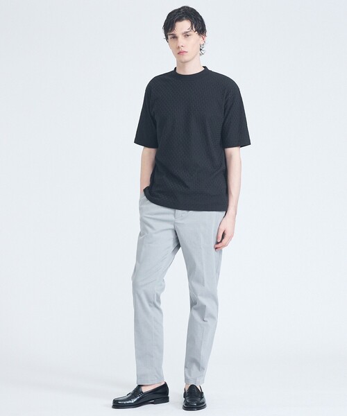ABAHOUSE GRAY(アバハウスグレイ)の「【凹凸編み】リンクス ブロック 半袖Tシャツ(Tシャツ/カットソー・メンズ・ブラック/グレイッシュベージュ/ホワイト/グレイッシュブルー・44/48/46)」の5枚目の写真