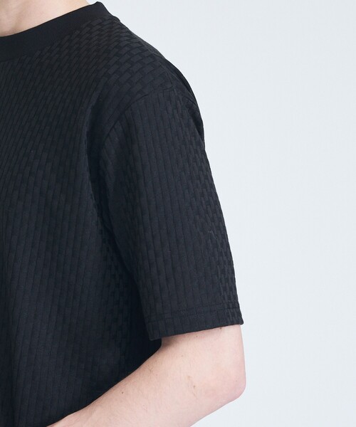 ABAHOUSE GRAY(アバハウスグレイ)の「【凹凸編み】リンクス ブロック 半袖Tシャツ(Tシャツ/カットソー・メンズ・ブラック/グレイッシュベージュ/ホワイト/グレイッシュブルー・44/48/46)」の9枚目の写真