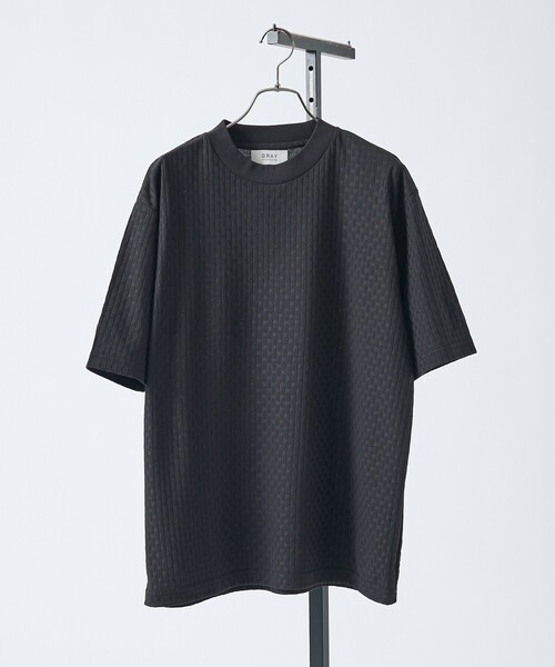 ABAHOUSE GRAY(アバハウスグレイ)の「【凹凸編み】リンクス ブロック 半袖Tシャツ(Tシャツ/カットソー・メンズ・ブラック/グレイッシュベージュ/ホワイト/グレイッシュブルー・44/48/46)」の12枚目の写真