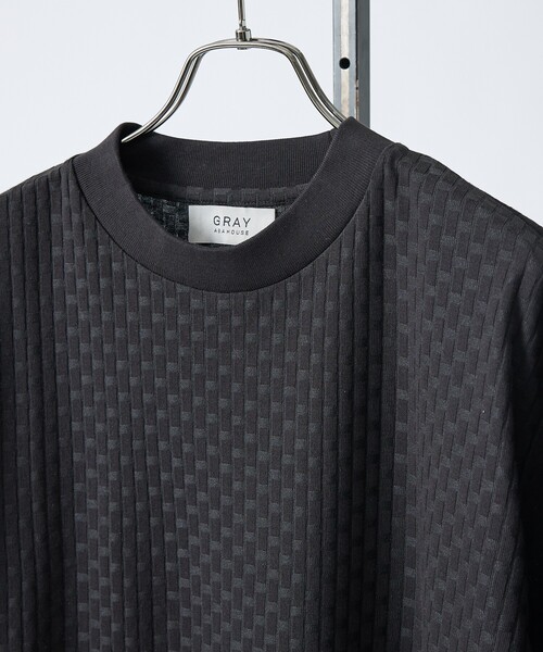 ABAHOUSE GRAY(アバハウスグレイ)の「【凹凸編み】リンクス ブロック 半袖Tシャツ(Tシャツ/カットソー・メンズ・ブラック/グレイッシュベージュ/ホワイト/グレイッシュブルー・44/48/46)」の13枚目の写真