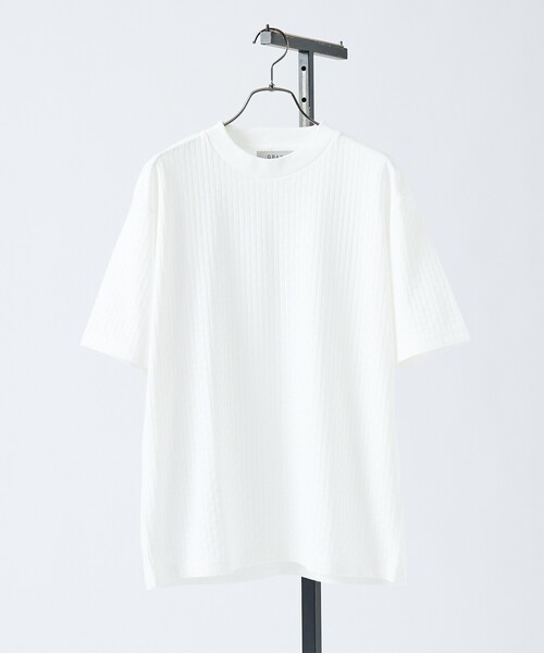 ABAHOUSE GRAY(アバハウスグレイ)の「【凹凸編み】リンクス ブロック 半袖Tシャツ(Tシャツ/カットソー・メンズ・ブラック/グレイッシュベージュ/ホワイト/グレイッシュブルー・44/48/46)」の17枚目の写真