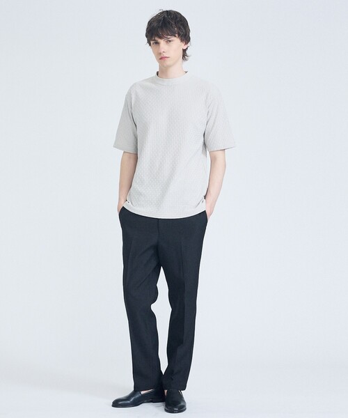 ABAHOUSE GRAY(アバハウスグレイ)の「【凹凸編み】リンクス ブロック 半袖Tシャツ(Tシャツ/カットソー・メンズ・ブラック/グレイッシュベージュ/ホワイト/グレイッシュブルー・44/48/46)」の21枚目の写真