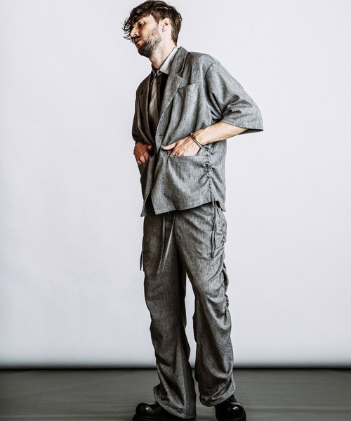 NO ID.(ノーアイディ)の「【NO ID.】Drawstring Half Sleeve 1B Jacket / ドローストリングス ハーフスリーブ 1B ジャケット(テーラードジャケット・メンズ・ダークグレー/グレー/ブラック・ONE SIZE)」の16枚目の写真