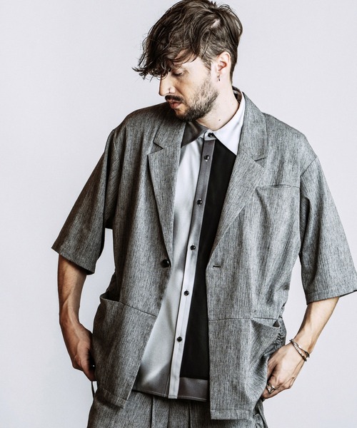 NO ID.(ノーアイディ)の「【NO ID.】Drawstring Half Sleeve 1B Jacket / ドローストリングス ハーフスリーブ 1B ジャケット(テーラードジャケット・メンズ・ダークグレー/グレー/ブラック・ONE SIZE)」の11枚目の写真