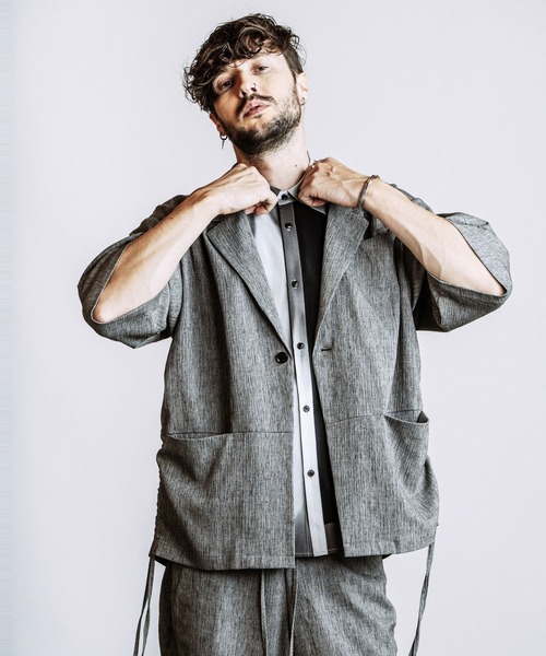 NO ID.(ノーアイディ)の「【NO ID.】Drawstring Half Sleeve 1B Jacket / ドローストリングス ハーフスリーブ 1B ジャケット(テーラードジャケット・メンズ・ダークグレー/グレー/ブラック・ONE SIZE)」の13枚目の写真
