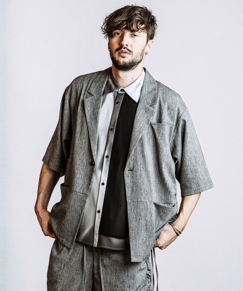 NO ID.(ノーアイディ)の「【NO ID.】Drawstring Half Sleeve 1B Jacket / ドローストリングス ハーフスリーブ 1B ジャケット(テーラードジャケット・メンズ・ダークグレー/グレー/ブラック・ONE SIZE)」の17枚目の写真