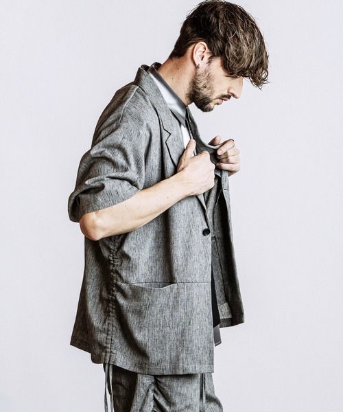 NO ID.(ノーアイディ)の「【NO ID.】Drawstring Half Sleeve 1B Jacket / ドローストリングス ハーフスリーブ 1B ジャケット(テーラードジャケット・メンズ・ダークグレー/グレー/ブラック・ONE SIZE)」の19枚目の写真