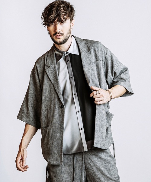 NO ID.(ノーアイディ)の「【NO ID.】Drawstring Half Sleeve 1B Jacket / ドローストリングス ハーフスリーブ 1B ジャケット(テーラードジャケット・メンズ・ダークグレー/グレー/ブラック・ONE SIZE)」の20枚目の写真