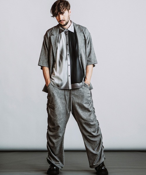 NO ID.(ノーアイディ)の「【NO ID.】Drawstring Half Sleeve 1B Jacket / ドローストリングス ハーフスリーブ 1B ジャケット(テーラードジャケット・メンズ・ダークグレー/グレー/ブラック・ONE SIZE)」の21枚目の写真