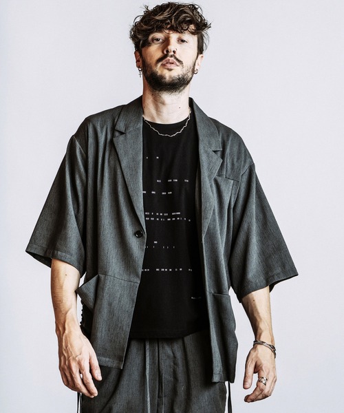 NO ID.(ノーアイディ)の「【NO ID.】Drawstring Half Sleeve 1B Jacket / ドローストリングス ハーフスリーブ 1B ジャケット(テーラードジャケット・メンズ・ダークグレー/グレー/ブラック・ONE SIZE)」の6枚目の写真