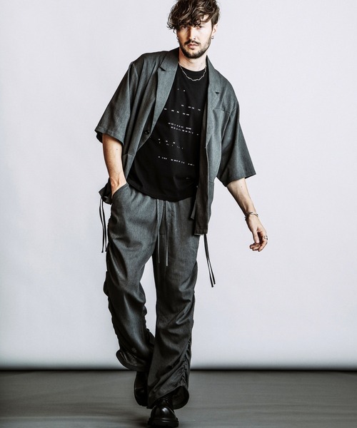 NO ID.(ノーアイディ)の「【NO ID.】Drawstring Half Sleeve 1B Jacket / ドローストリングス ハーフスリーブ 1B ジャケット(テーラードジャケット・メンズ・ダークグレー/グレー/ブラック・ONE SIZE)」の7枚目の写真