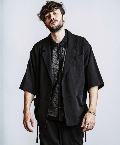 NO ID.(ノーアイディ)の「【NO ID.】Drawstring Half Sleeve 1B Jacket / ドローストリングス ハーフスリーブ 1B ジャケット(テーラードジャケット・メンズ・ダークグレー/グレー/ブラック・ONE SIZE)」の8枚目の写真
