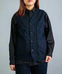 [OMNIGOD womens / オムニゴッド] インディゴダック フレンチワークベスト