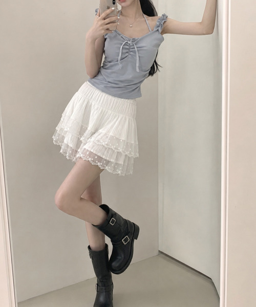 VIVID LADY(ビビッドレディー)の「インナードッキング オフショルトップス(Tシャツ/カットソー・レディース・チャコールグレー/グレー/アイボリー・FREE)」の9枚目の写真
