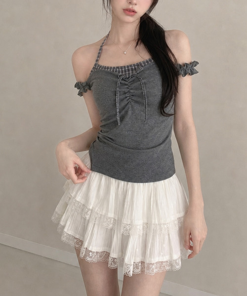 VIVID LADY(ビビッドレディー)の「インナードッキング オフショルトップス(Tシャツ/カットソー・レディース・チャコールグレー/グレー/アイボリー・FREE)」の19枚目の写真