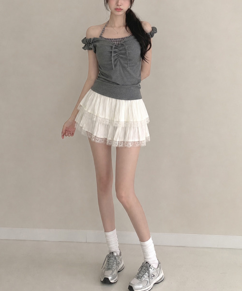 VIVID LADY(ビビッドレディー)の「インナードッキング オフショルトップス(Tシャツ/カットソー・レディース・チャコールグレー/グレー/アイボリー・FREE)」の21枚目の写真