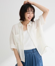 表面感裾ドロスト半袖シャツ